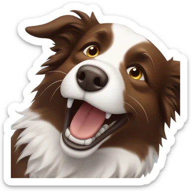 Brown border collie laughing with tears sticker
