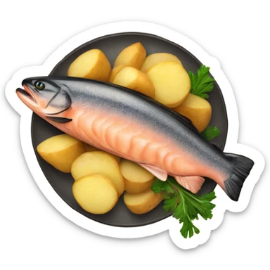 Cooked salmon with potatoes sticker