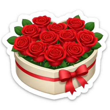 Red Roses in a heart shaped box  sticker