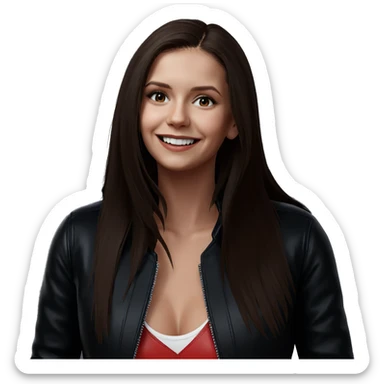 smiling girl in leather jacket sticker