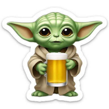 Bébé Yoda qui boit une bière sticker