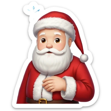 Santa Claus and a Christmas tree, with snowflakes in the background sticker