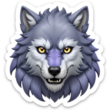 Cinematic Noble Werewolf Portrait Emoji, Formidable and majestic, with a powerful lupine silhouette in moonlit grays and silvers, featuring piercing, wise eyes and a dignified snarl that hints at untamed strength, simplified yet intricately detailed, glowing with a soft, lunar outline that encapsulates the noble duality of feral instinct and loyal guardianship! sticker