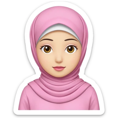wanita hijab pink baju putih sticker