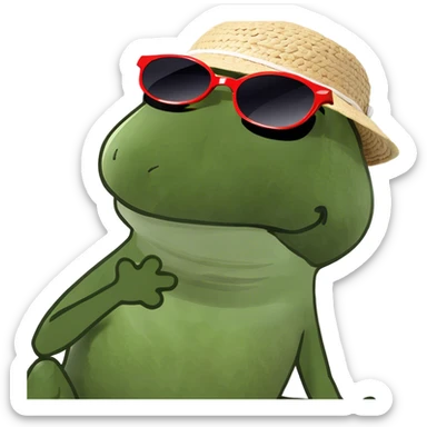 Turtle with sunglasses sun bathing  sticker