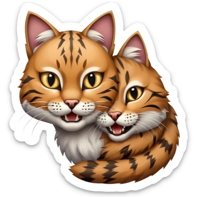 a cat biting the bobcats neck  sticker