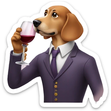 Dog-man hybrid sipping wine sticker