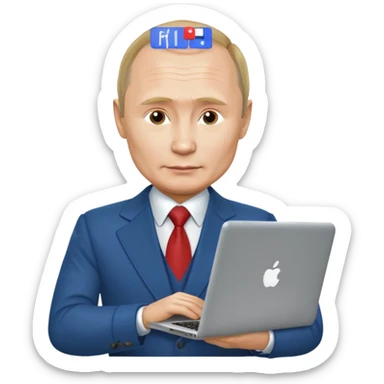Putin with laptop sticker