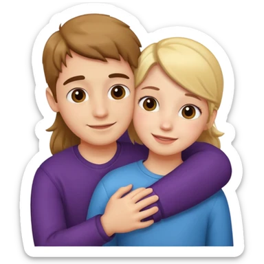 Girl and boy cute hug sticker