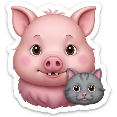 Cute pig but have cat teaches sticker