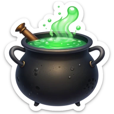 boiling cauldron with potion sticker