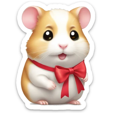 Cute hamster with a bow sticker