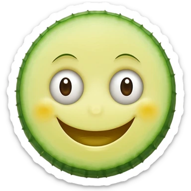 smiley face with only eyes replaced by cucumbers, mouth and face unchanged sticker