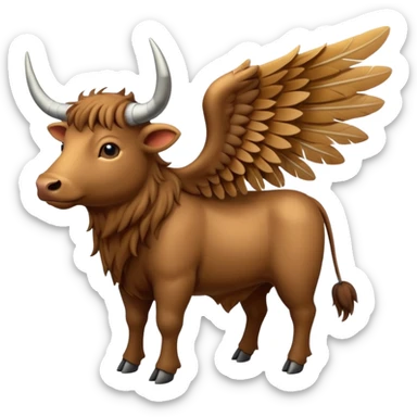 4 legged winged ox emoji light brown body visible too with wings on back sticker