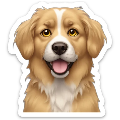 messy fur mixed breed browneyes yellow funny dog sticker