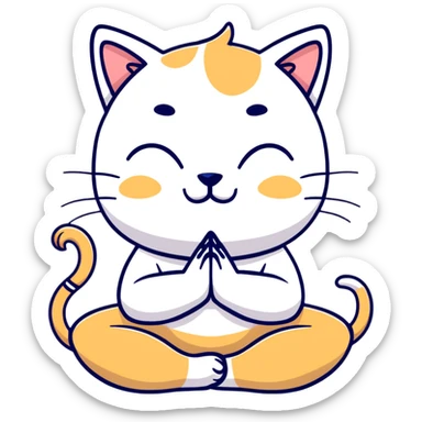 cat doing yoga camel pose with arched back sticker