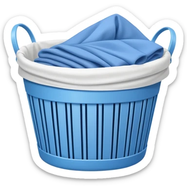 white LAUNDRY BASKET WITH FOLDED blue CLOTHES sticker