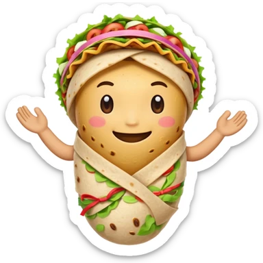 A burrito with arms bow on top sticker