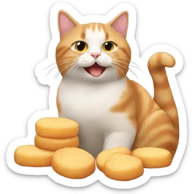 Cat eating chicken nuggets  sticker