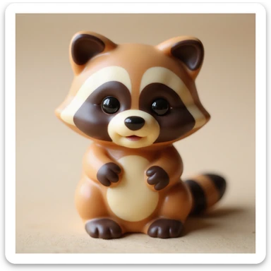 realistic candy shaped like a cute raccoon, photorealistic style sticker