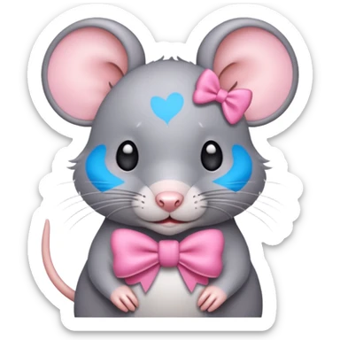 Cute rat with a pink bow sticker