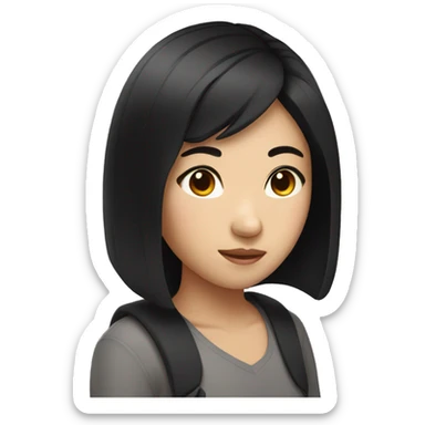 asian girl with black hair sticker