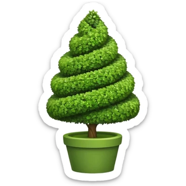 spiral topiary tree emoji, green spiral shaped bush, garden art tree, cute emoji style, sticker