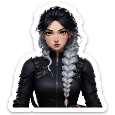 girl with dragon and lightning sticker