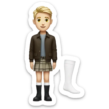 white boy wearing a skirt and thigh high socks sticker