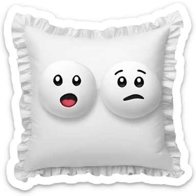 2 white pillows with ruffles sticker