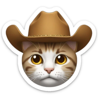 pleading cat face whit cowboy hat sticker