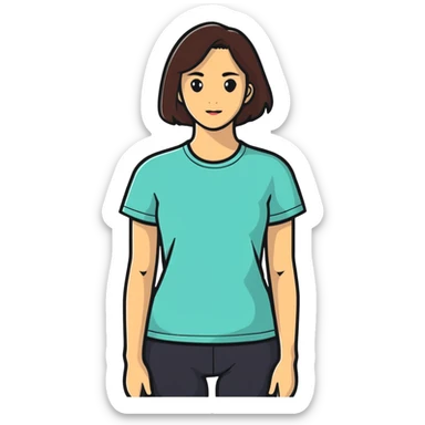 woman wearing a t-shirt sticker
