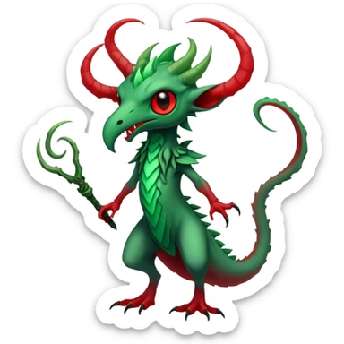 Cool Edgy Green Red ethereal eldritch badass Fionbri-Vernid-Trico-animal-creature full body sticker