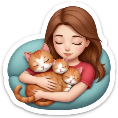 Light red kitty sleeping on light brunette white girl's lap sticker