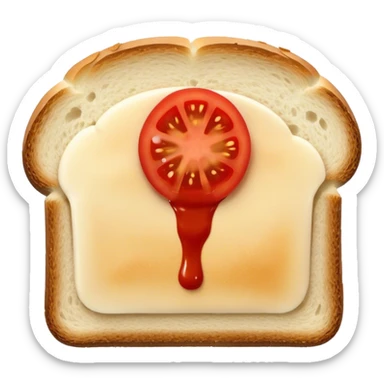 slice of bread with with a squeeze of tomatoe sauce on top sticker