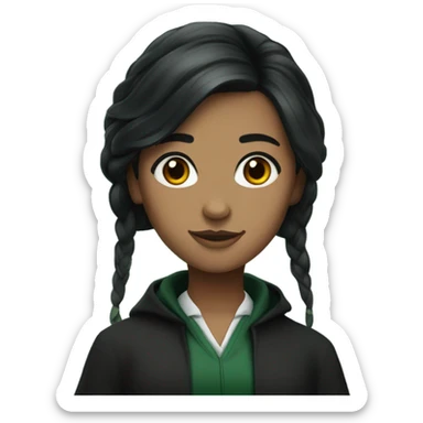 Black hair slytherin girl student brown eyes  sticker