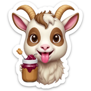 cute baby goat eating peanut butter and jelly  sticker