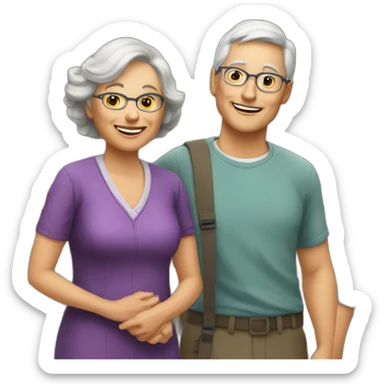 Classmates Reunion with older lady teacher sticker