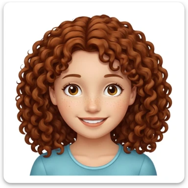 girl with brown curly hair and freckles sticker
