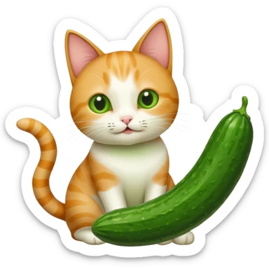 Cat holding a cucumber  sticker