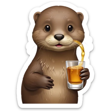 Wet otter drinking tequila sticker