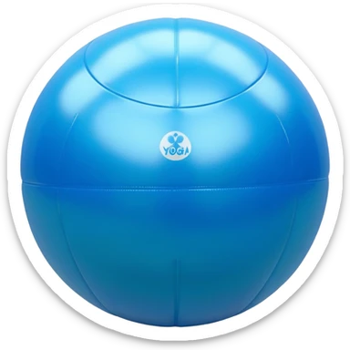 3D render of Yoga Ball made of shiny inflatable vinyl, visible seam lines, air valve, highly reflective plastic texture, pool toy aesthetic. sticker