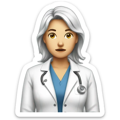 Upset women in lab coat sticker