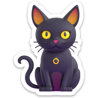 skinny black cat with yellow eyes sticker
