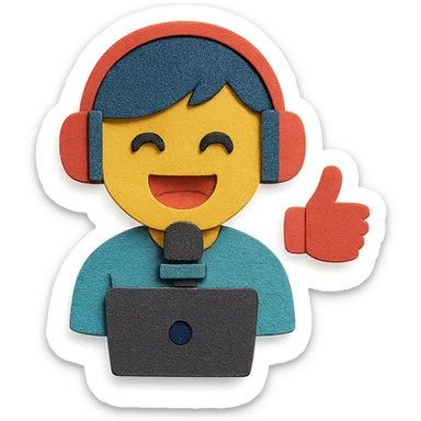 an online content creator, paper craft style sticker