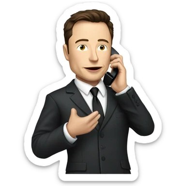 Elon Musk dressed as suits french outfit making a phone call on a flip phone sticker