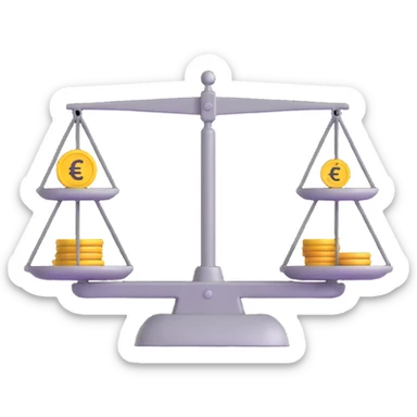 balance scale with euro symbol in the pans sticker
