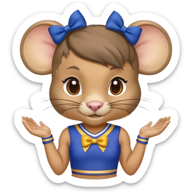girl rat with a blue bow, wearing a blue and gold cheerleader outfit, Vikings team colors sticker