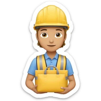 Courier + yellow helmet + delivery bag sticker