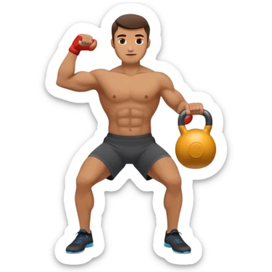 man doing kettlebell swings sticker